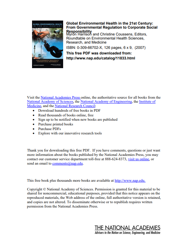 Global Environmental Health in the 21st Century