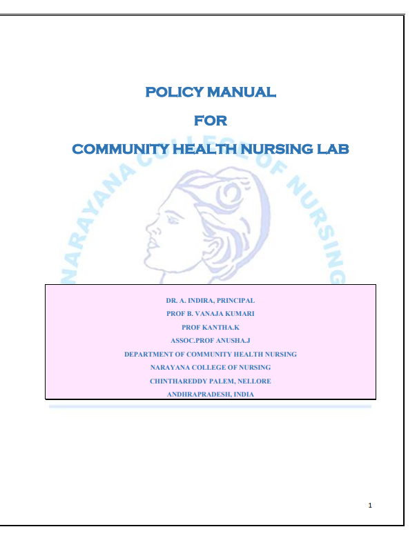 POLICY MANUAL FOR COMMUNITY HEALTH NURSING LAB