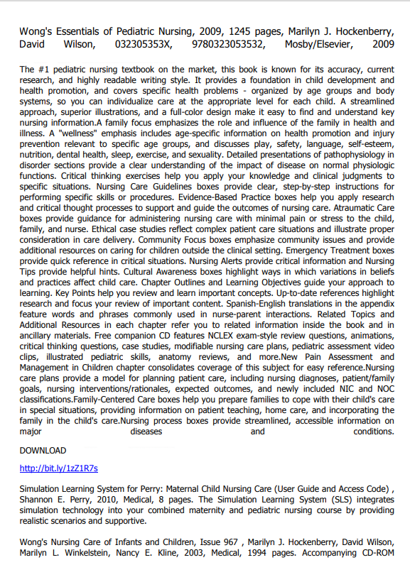 Wong's Essentials of Pediatric Nursing