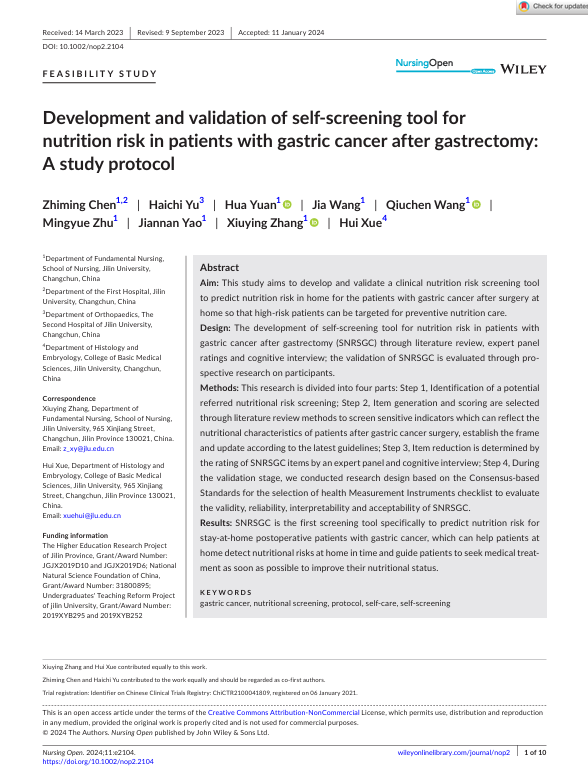 Development and validation of the Convalescence Symptom Assessment Scale for Esophagectomy patients