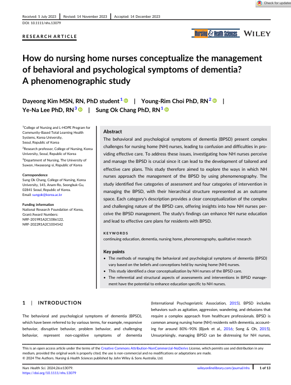 How do nursing home nurses conceptualize the management of behavioral and psychological symptoms of dementia? A phenomenographic study