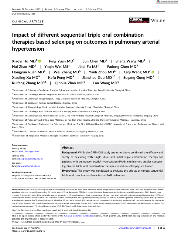 Impact of different sequential triple oral combination therapies based selexipag on outcomes in pulmonary arterial hypertension