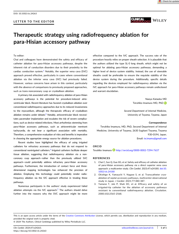 Therapeutic strategy using radiofrequency ablation for para‐Hisian accessory pathway