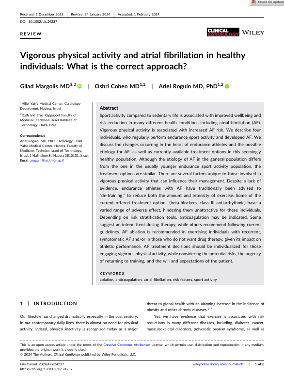 Vigorous physical activity and atrial fibrillation in healthy individuals: What is the correct approach?