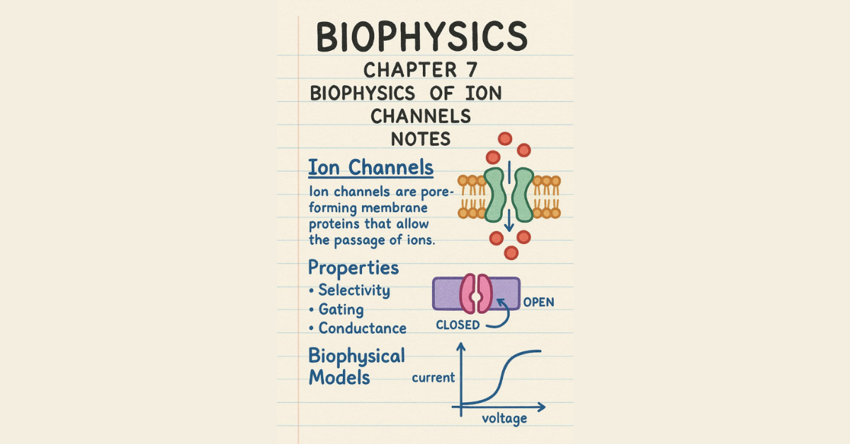 Concise Biophysics Chapter 7 Biophysics of Ion Channels Notes