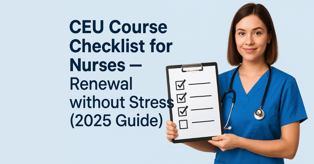 How the Renewal without Stress (2025 Guide) — CEU Course Checklist for Nurses.