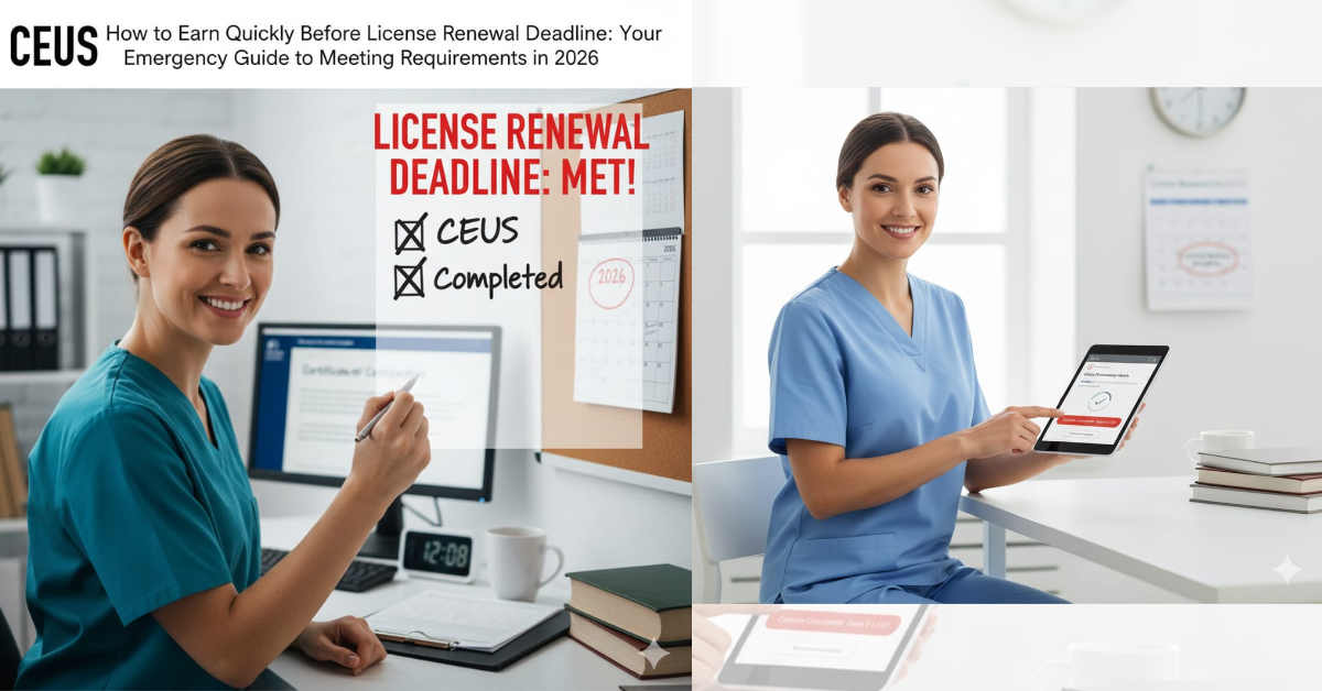 How to Earn CEUs Quickly Before License Renewal Deadline: Your Emergency Guide to Meeting Requirements in 2026.