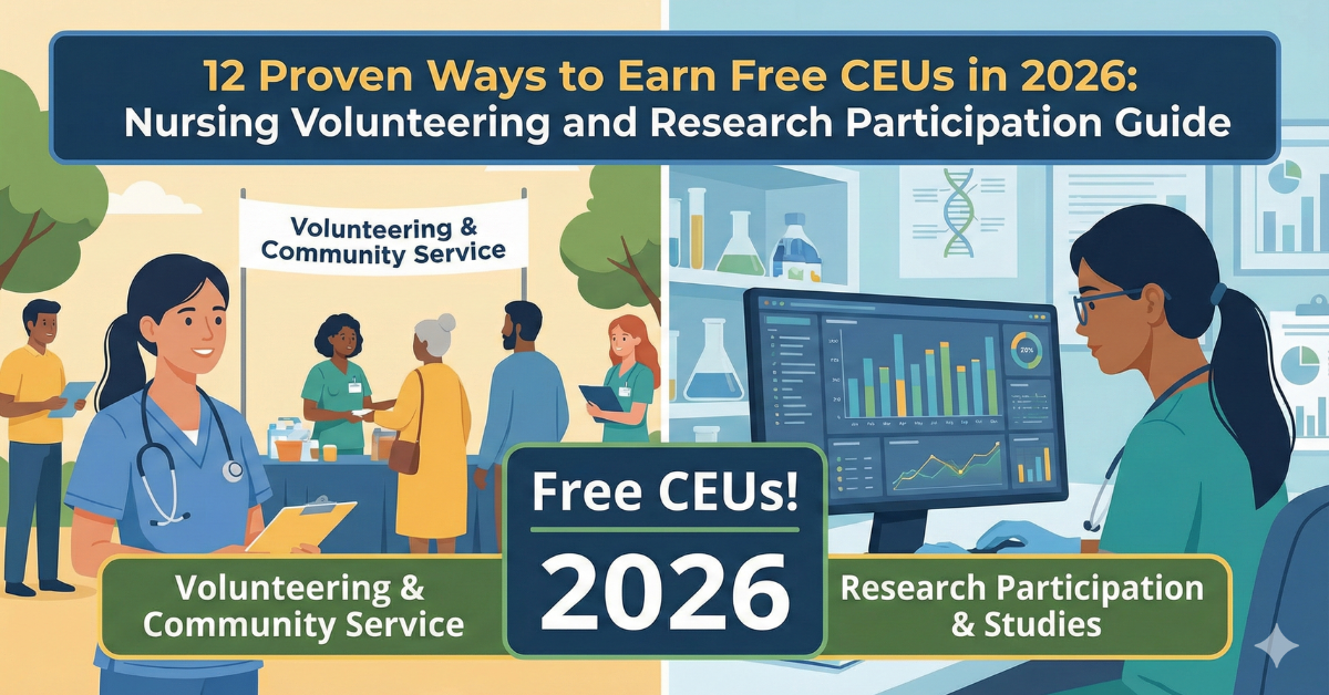 What are 12 Proven Ways to Earn Free CEUs in 2026: Nursing Volunteering and Research Participation Guide.