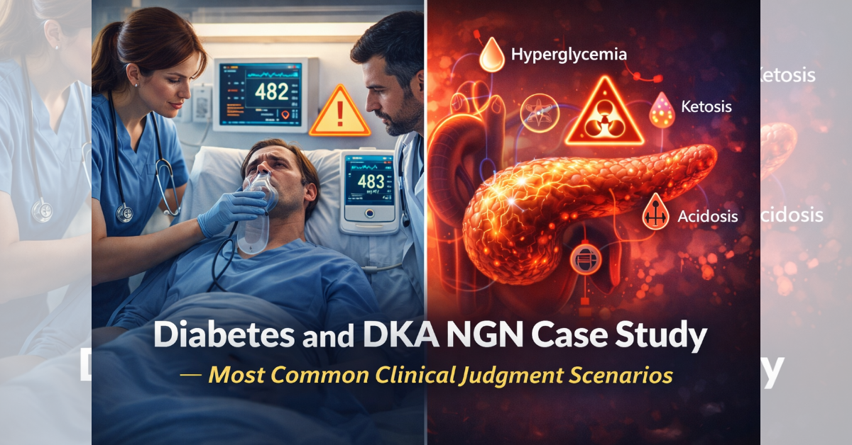 Explain Diabetes and DKA NGN Case Study — Most Common Clinical Judgment Scenarios.
