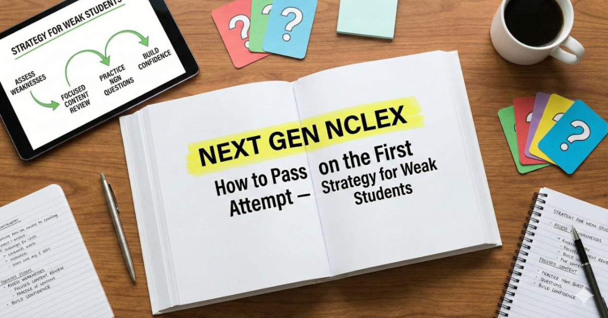 How to Pass Next Gen NCLEX on the First Attempt — Strategy for Weak Students. For “weak” students who want to pass the Next Generation NCLEX (NGN) exam on their first attempt, the key is to move from rote memorization to understanding and applying clinical judgment, combined with a highly structured and consistent study plan.