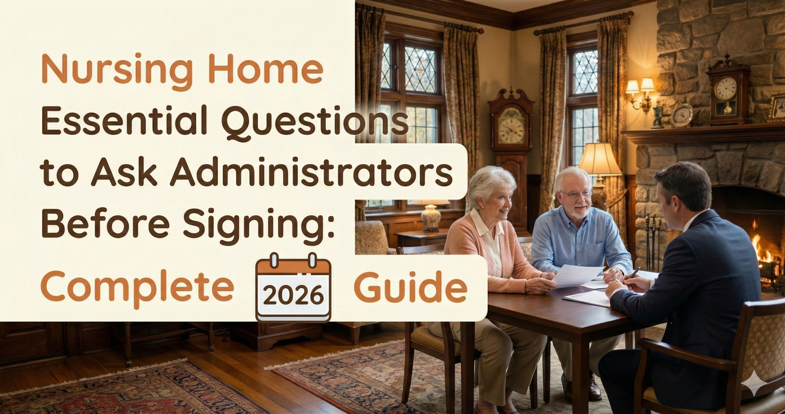Essential Questions to Ask Nursing Home Administrators Before Signing: Complete 2026 Guide. Learn crucial inquiries to ask domestic directors earlier than signing contracts. Protect the one you love with professional steering on staffing, care best, and expenses.
