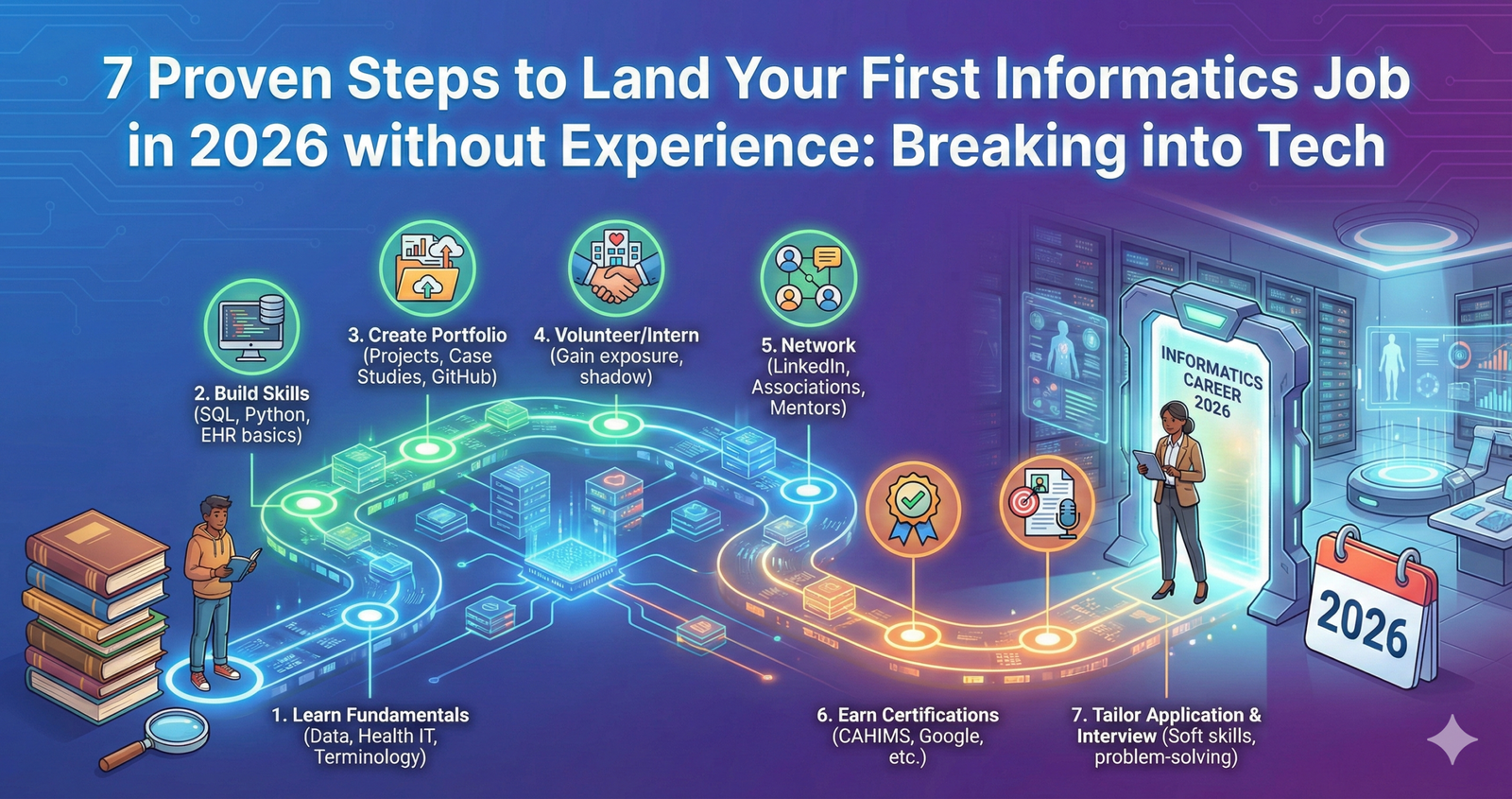 Discover a way Breaking into Tech: 7 Proven Steps to Land Your First Informatics Job in 2026 without Experience.