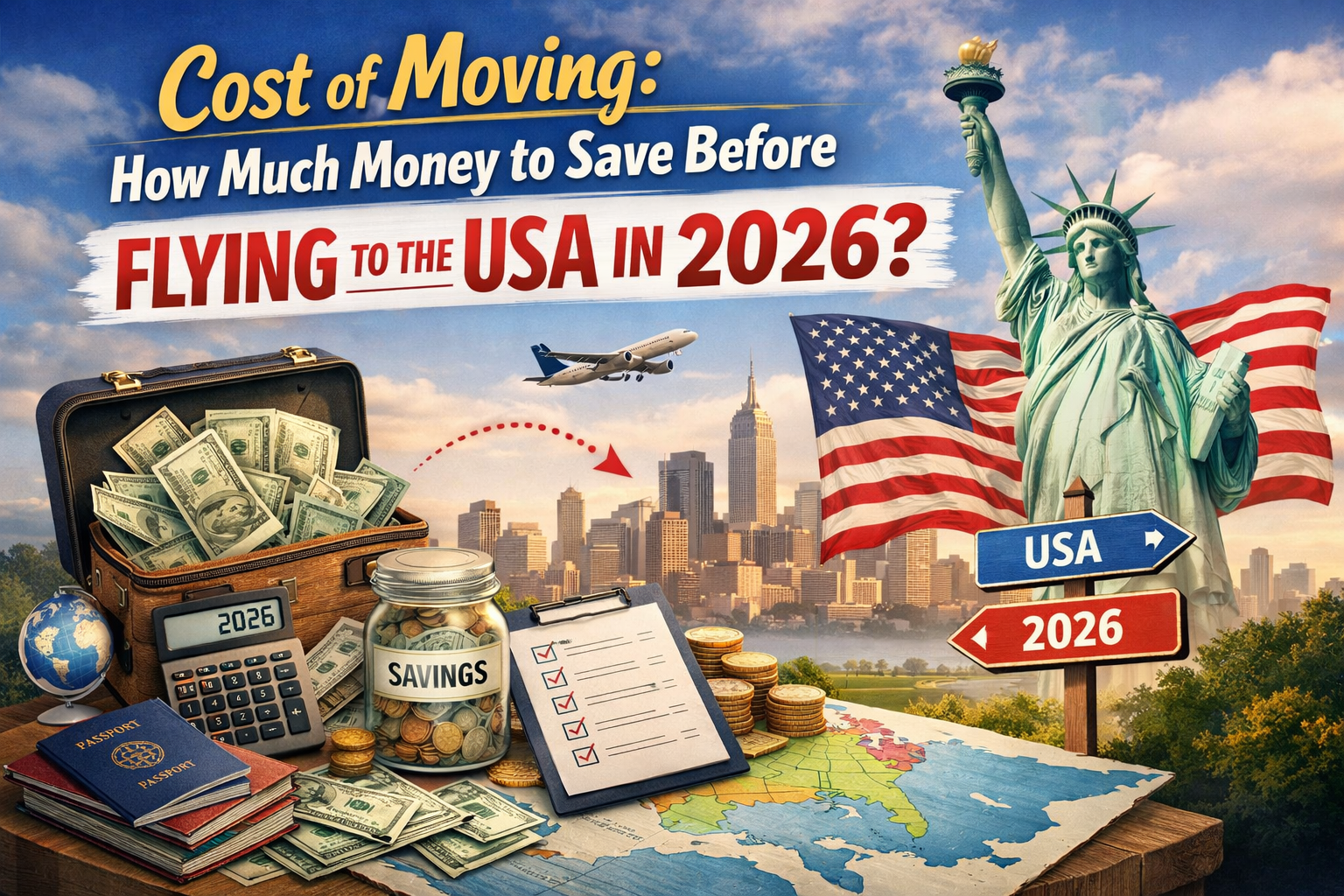 Essential Cost of Moving: How Much Money to Save Before Flying to the USA in 2026? (Complete Budgeting Guide).