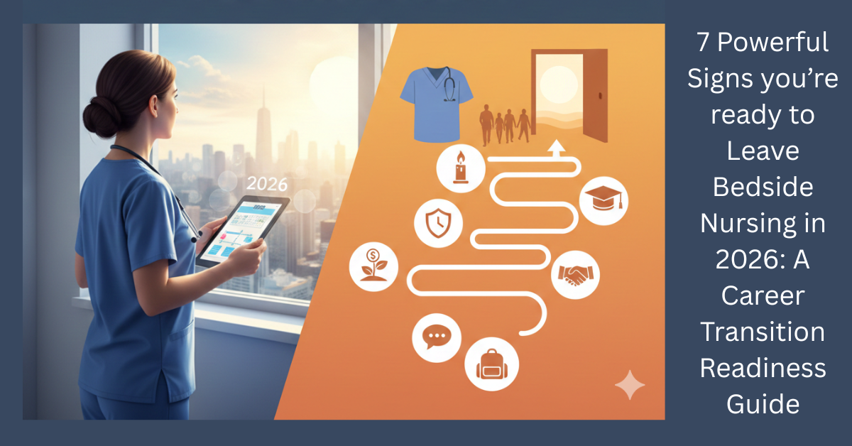Wondering 7 Powerful Signs you’re ready to Leave Bedside Nursing in 2026: A Career Transition Readiness Guide.