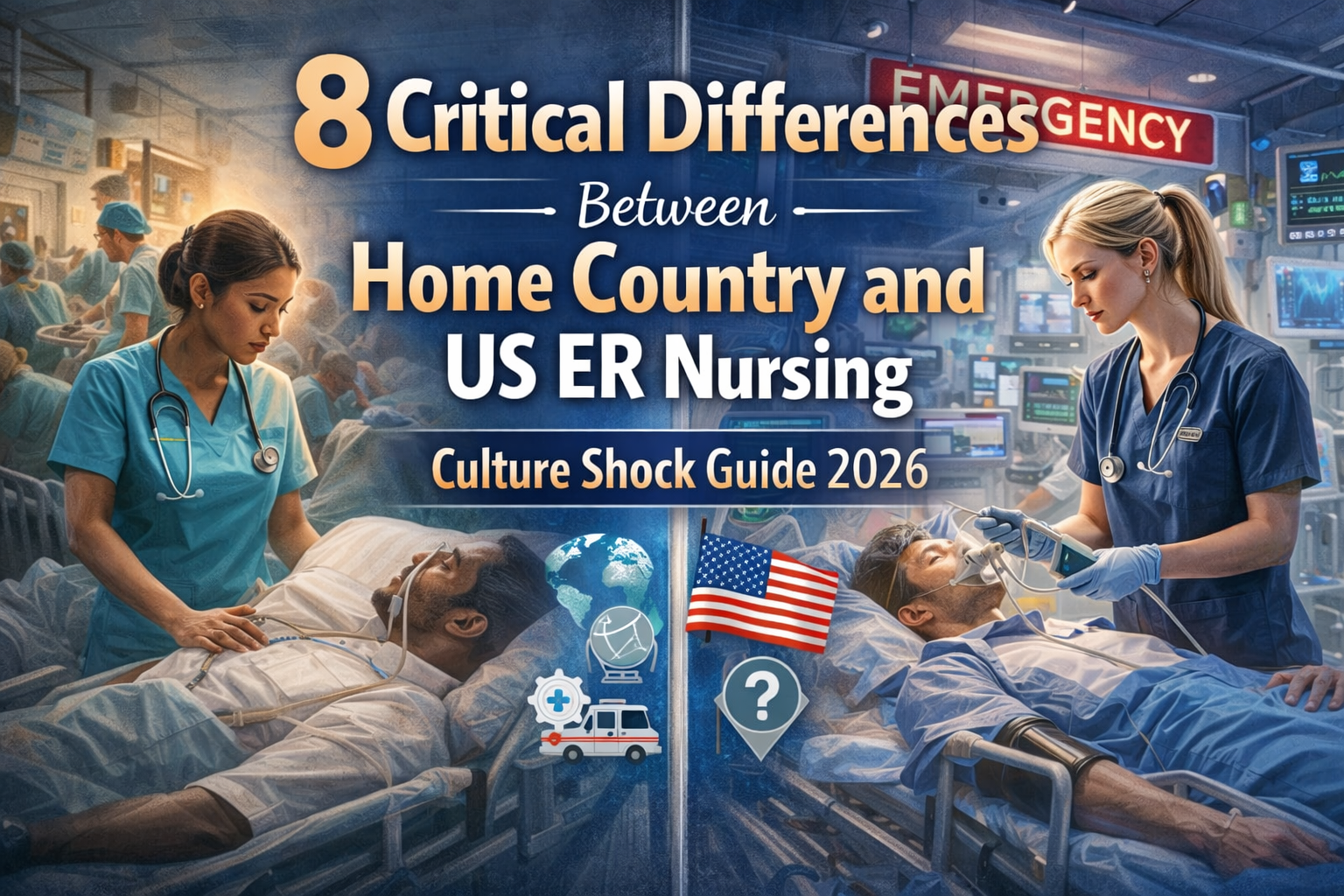 Navigate 8 Critical Differences Between Home Country and US ER Nursing: Culture Shock Guide 2026.