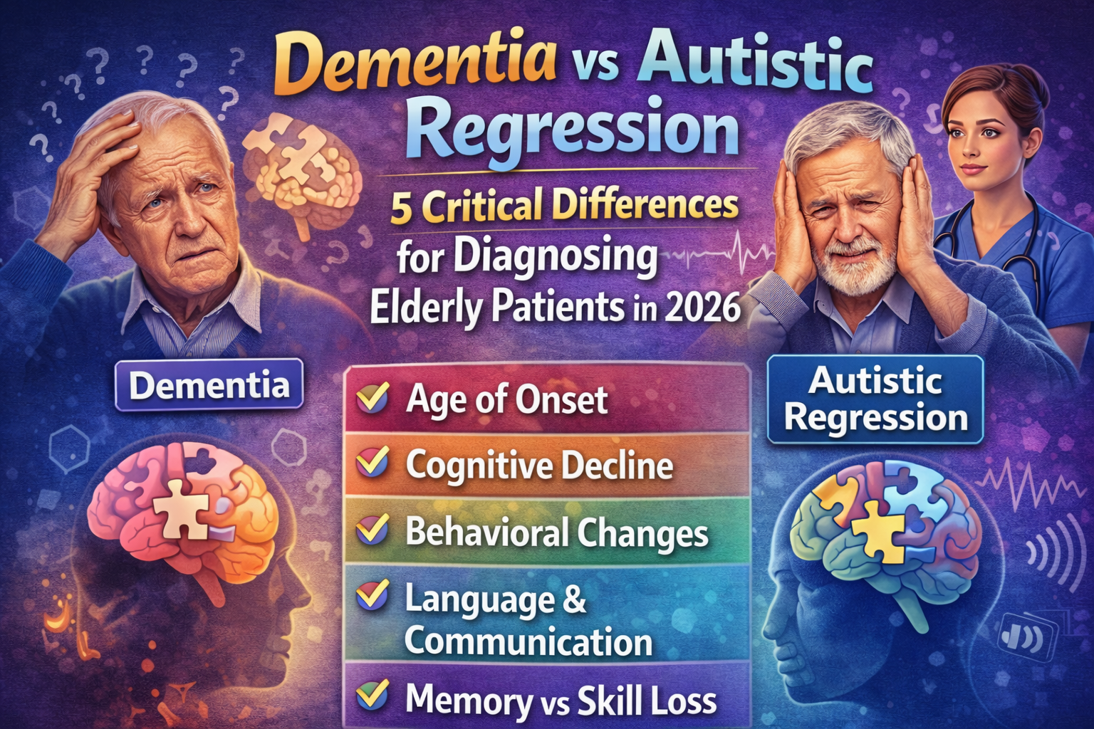 Learn Dementia vs Autistic Regression: 5 Critical Differences for Diagnosing Elderly Patients in 2026.