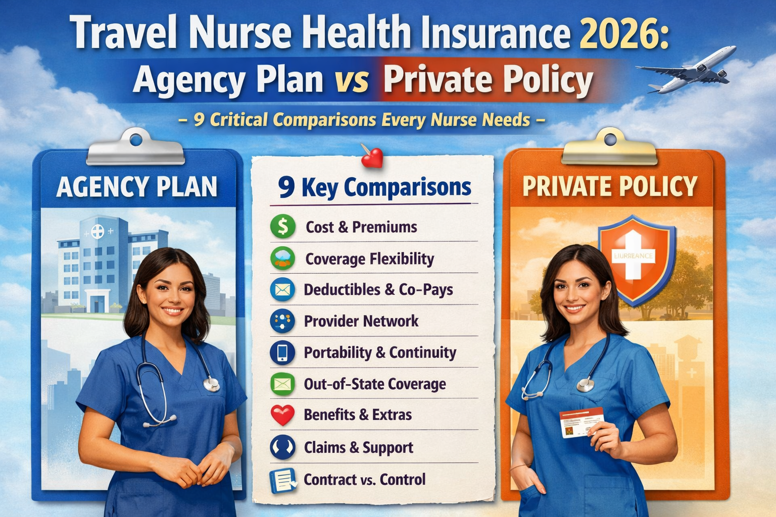 Explore Travel Nurse Health Insurance 2026: Agency Plan vs Private Policy - 9 Critical Comparisons Every Nurse Needs.