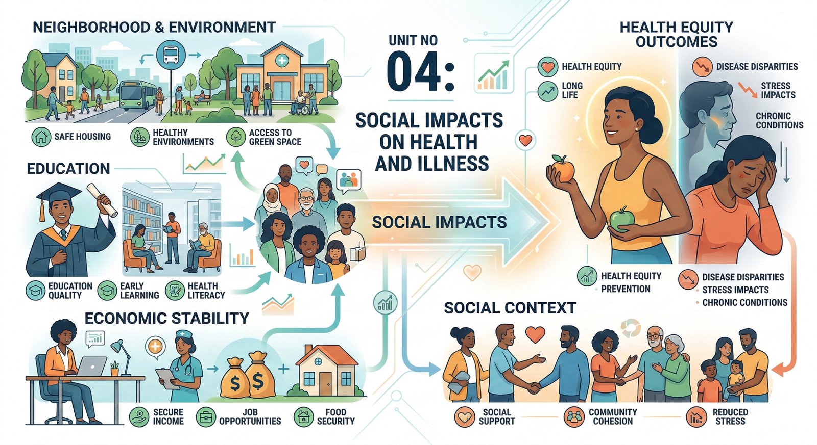 Download Unit 4 Medical Sociology notes on Social Impacts on Health and Illness for nursing students.