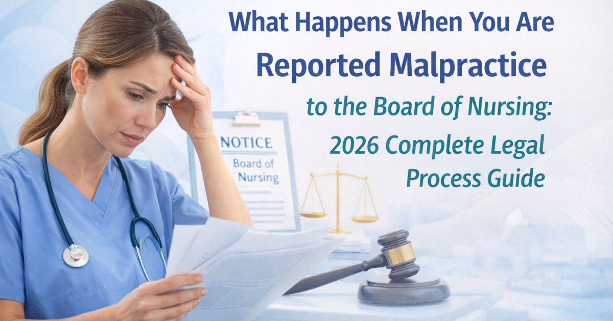 Discover What Happens When You Are Reported Malpractice to the Board of Nursing: 2026 Complete Legal Process Guide.