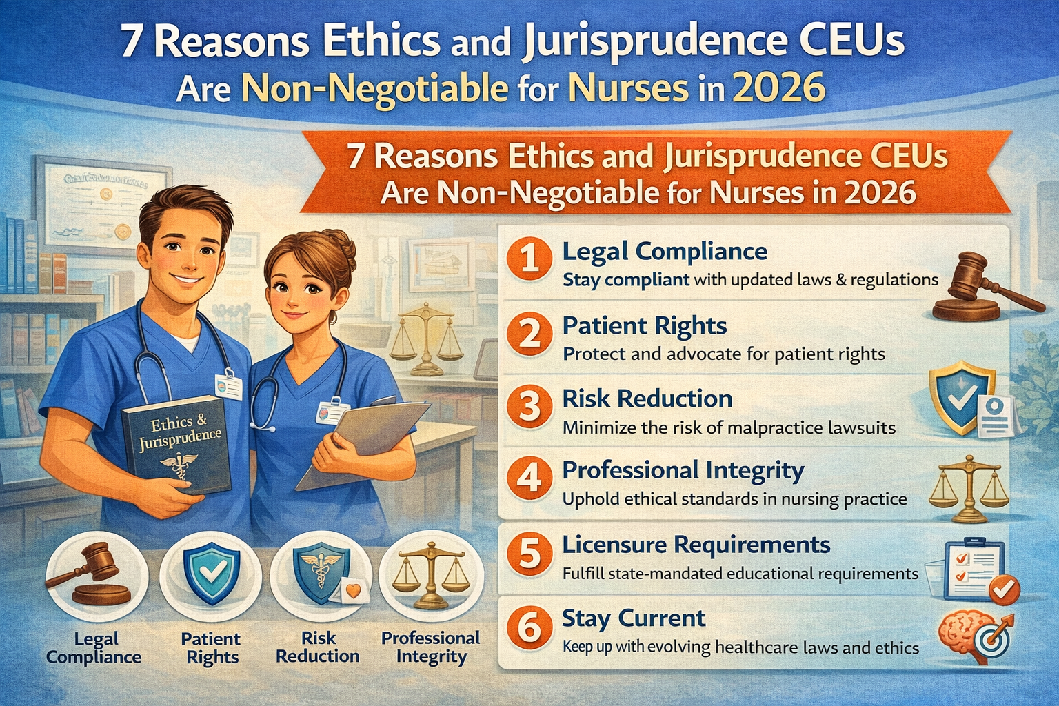 Discover 7 Reasons for Ethics and Jurisprudence CEUs Are Non-Negotiable for Nurses in 2026.