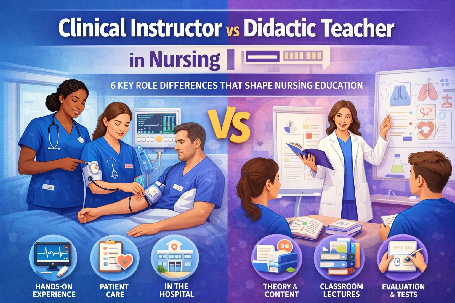 Explore Clinical Instructor vs Didactic Teacher in Nursing: 6 Key Role Differences That Shape Nursing Education.