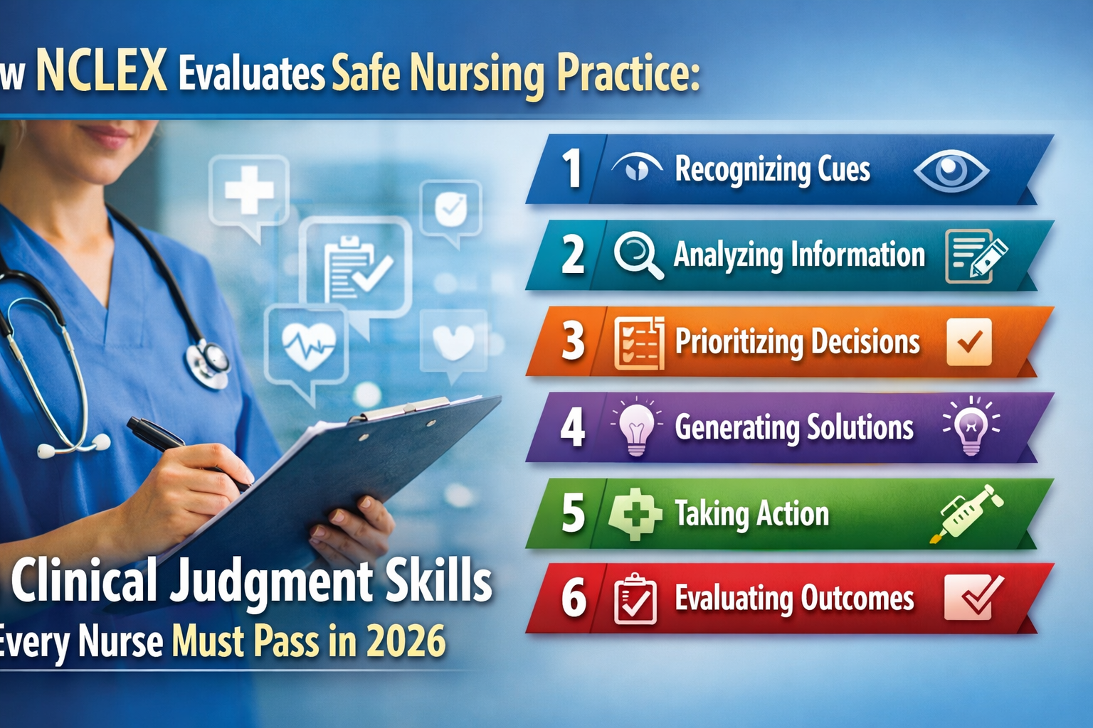 Discover How NCLEX Evaluates Safe Nursing Practice: 6 Clinical Judgment Skills Every Nurse Must Pass in 2026.