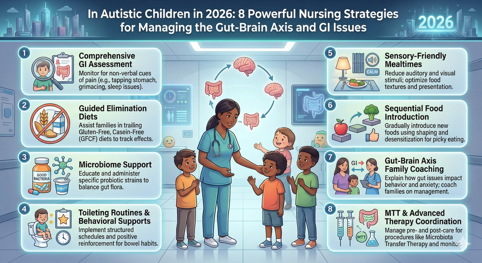 Explore 8 Powerful Nursing Strategies for Managing the Gut-Brain Axis and GI Issues in Autistic Children in 2026.