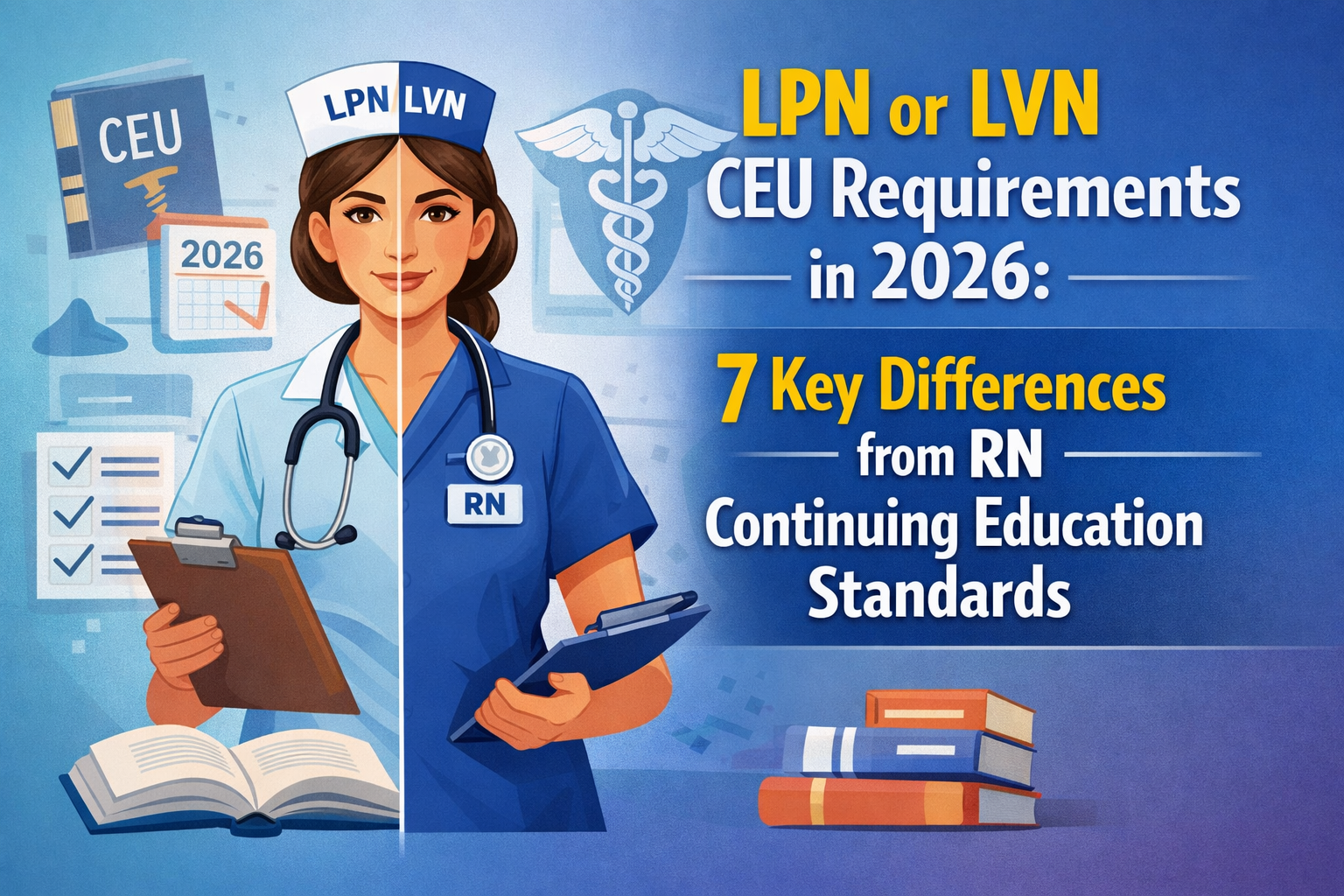 Discover LPN or LVN CEU Requirements in 2026: 7 Key Differences from RN Continuing Education Standards.