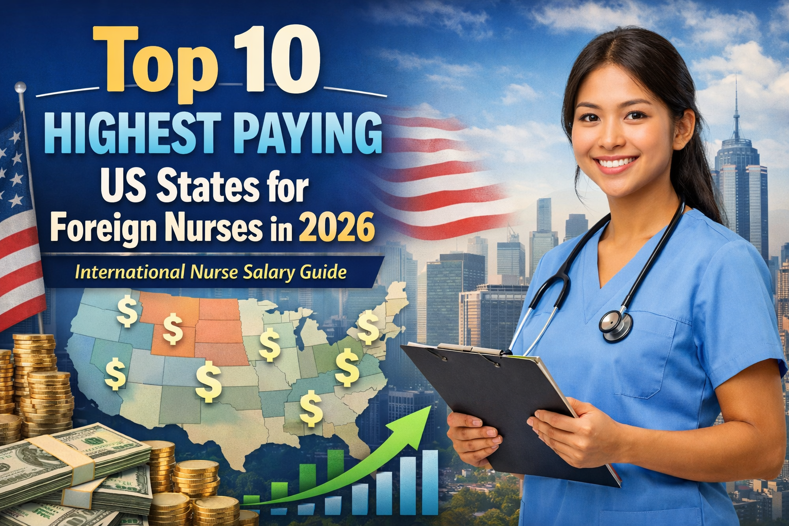 Discover Top 10 Highest Paying US States for Foreign Nurses in 2026: International Nurse Salary Guide.