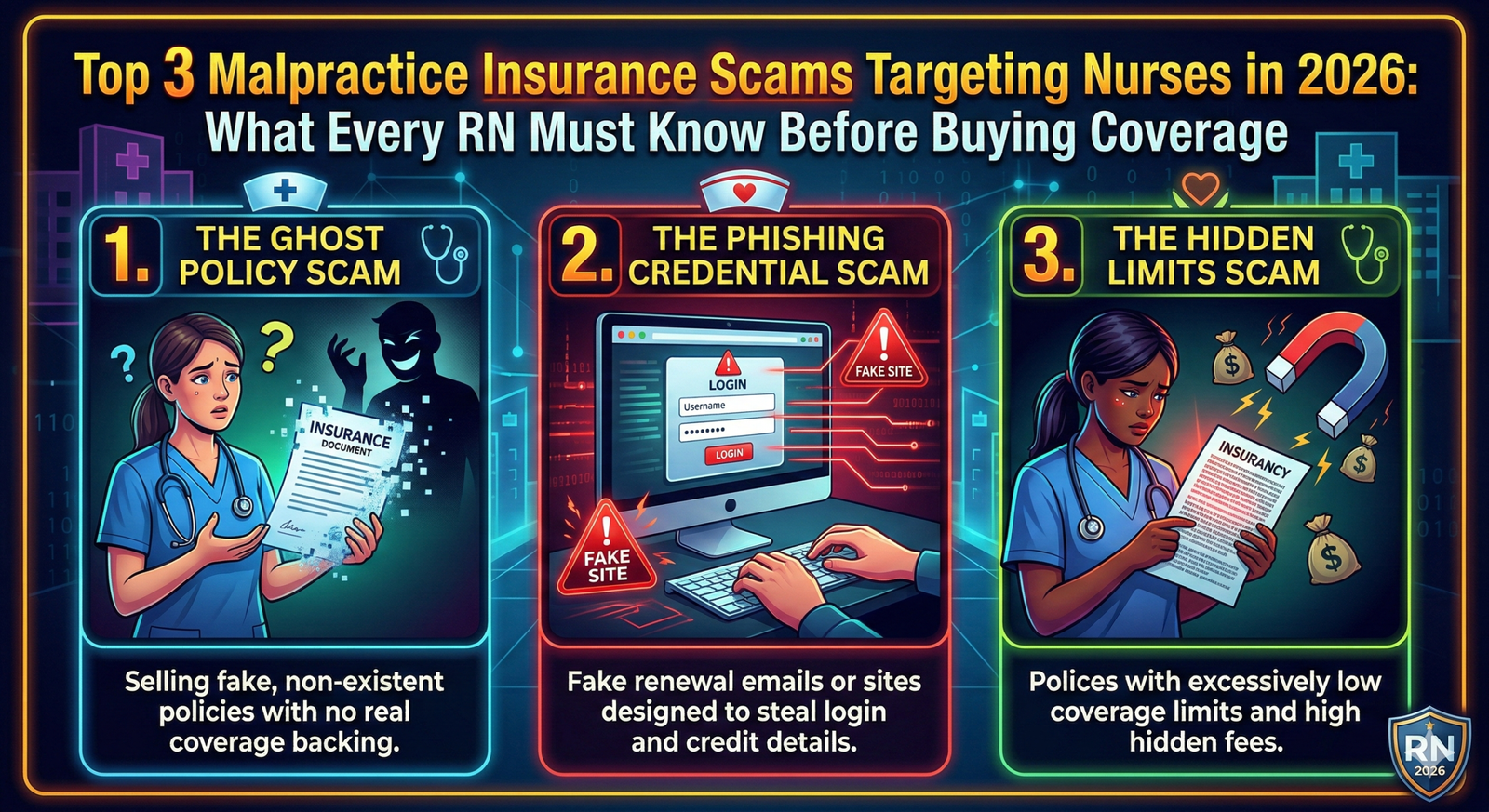 Discover Top 3 Malpractice Insurance Scams Targeting Nurses in 2026: What Every RN Must Know Before Buying Coverage.