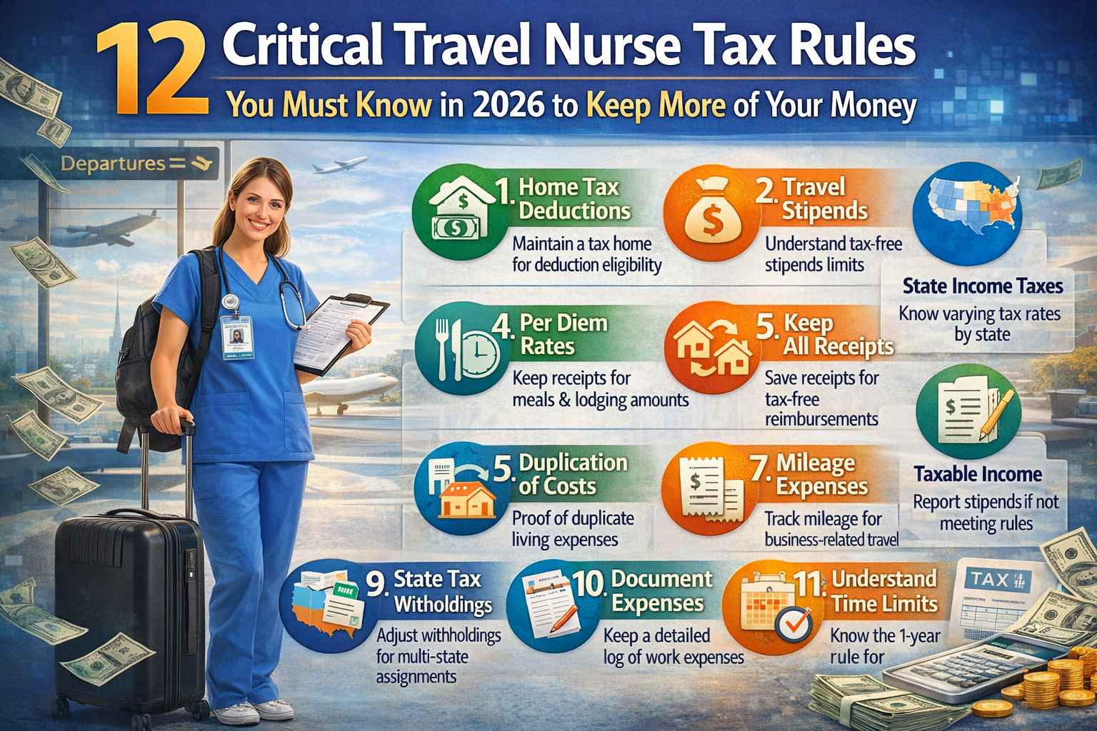 Master 12 Critical Travel Nurse Tax Rules You Must Know in 2026 to Keep More of Your Money.