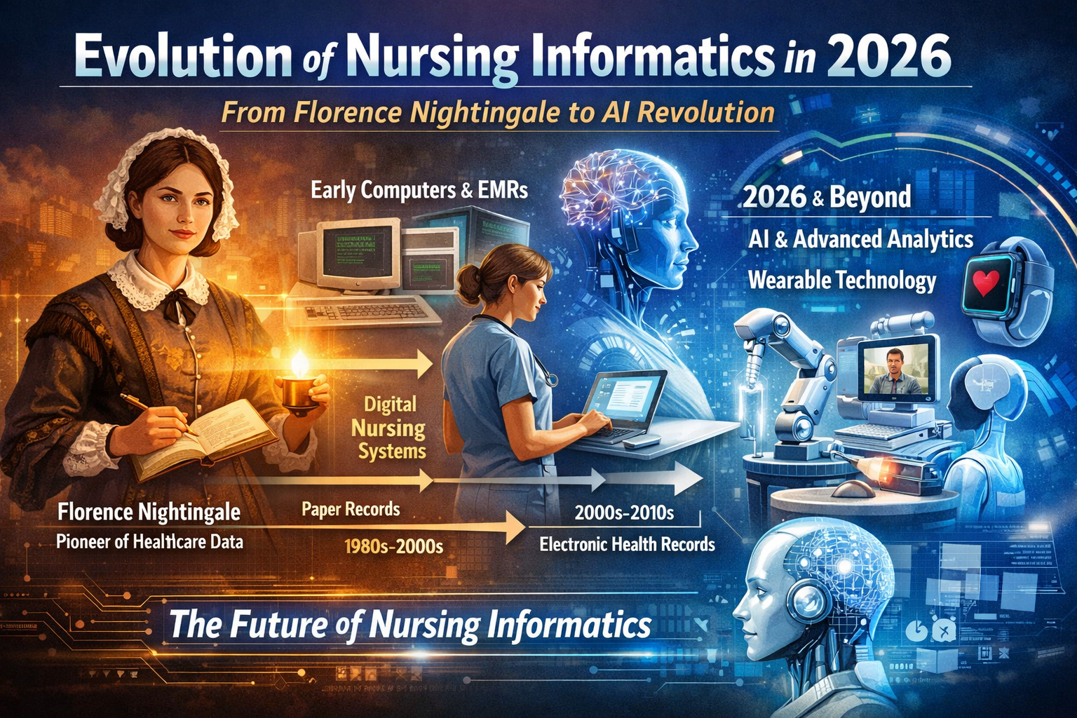 Explore Evolution of Nursing Informatics in 2026: From Florence Nightingale to AI Revolution.