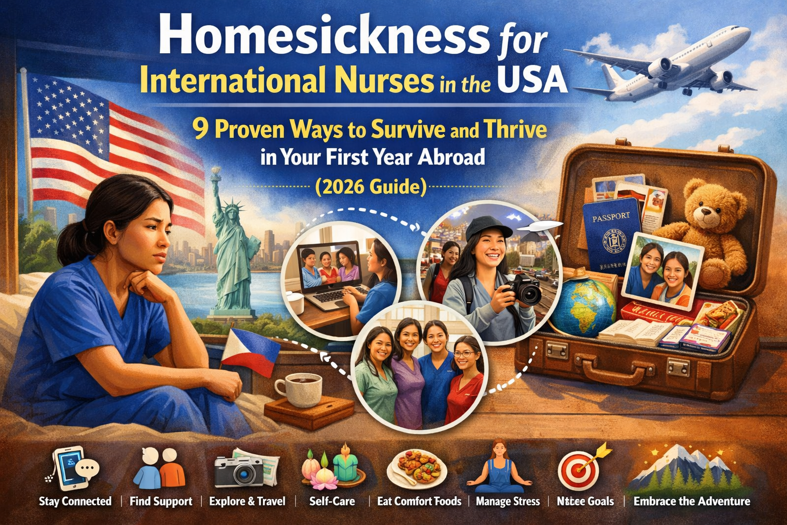 Struggling Homesickness for International Nurses in the USA: 9 Proven Ways to Survive and Thrive in Your First Year Abroad (2026 Guide).