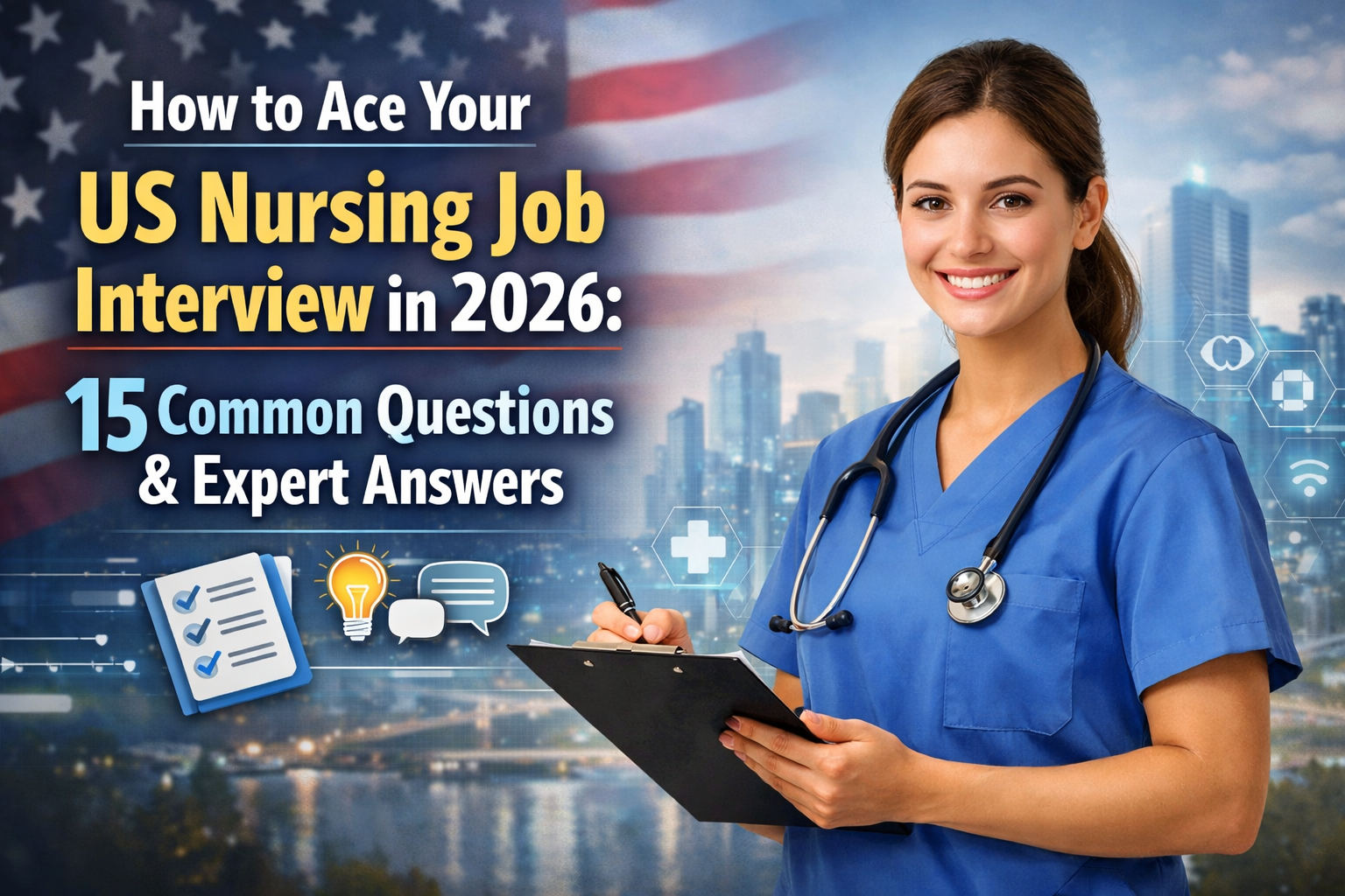 Preparing How to Ace Your US Nursing Job Interview in 2026: 15 Common Questions & Expert Answers.