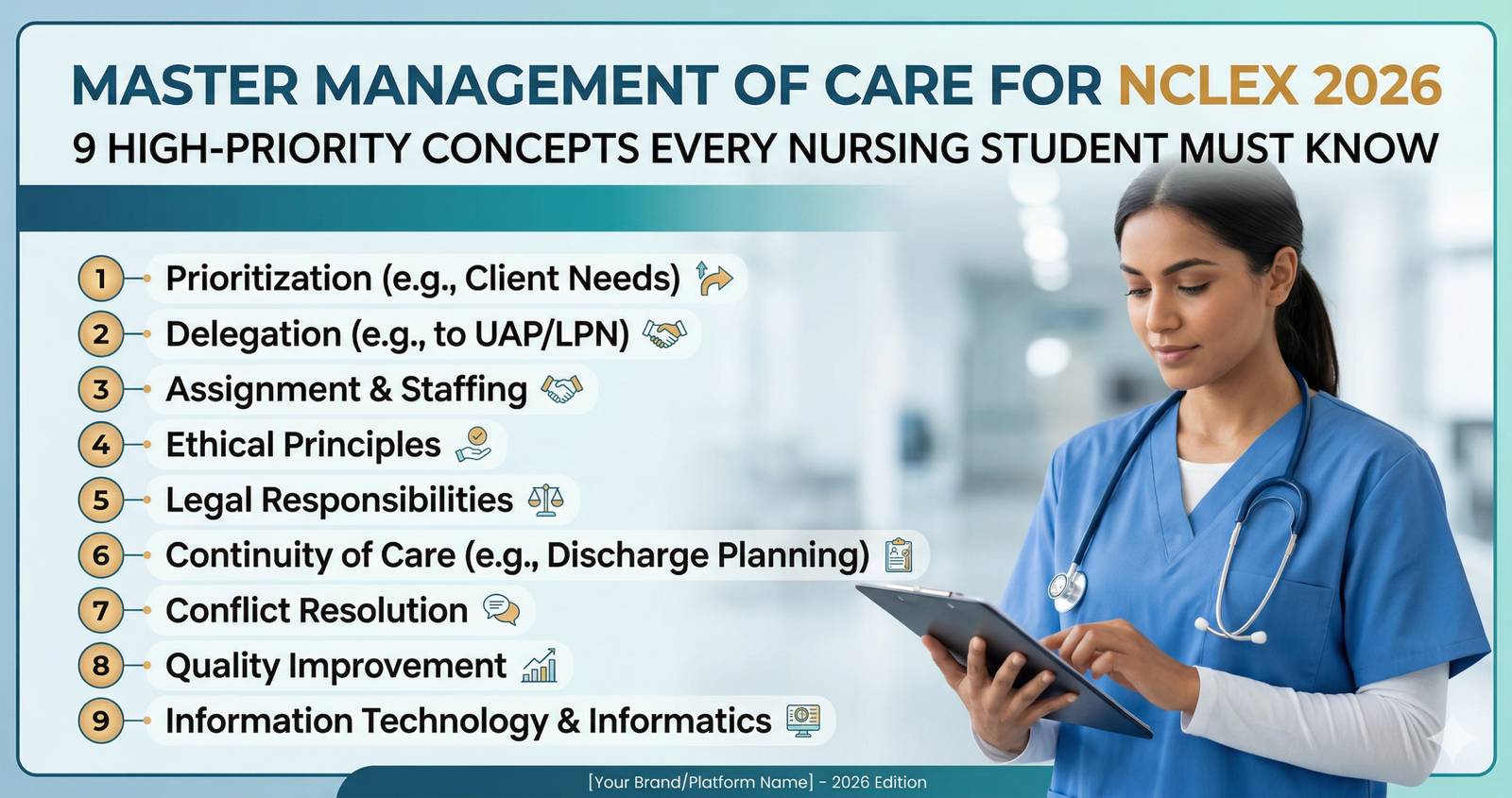 Ace Master Management of Care for NCLEX 2026: 9 High-Priority Concepts Every Nursing Student Must Know.