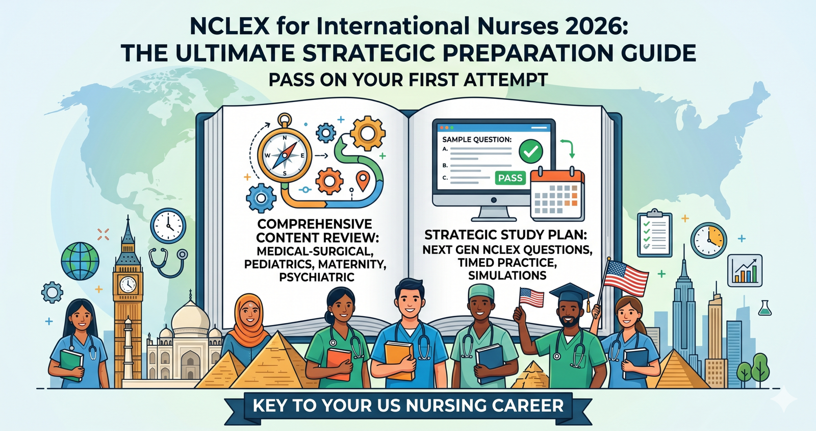 Master NCLEX for International Nurses 2026: The Ultimate Strategic Preparation Guide to Pass on Your First Attempt.