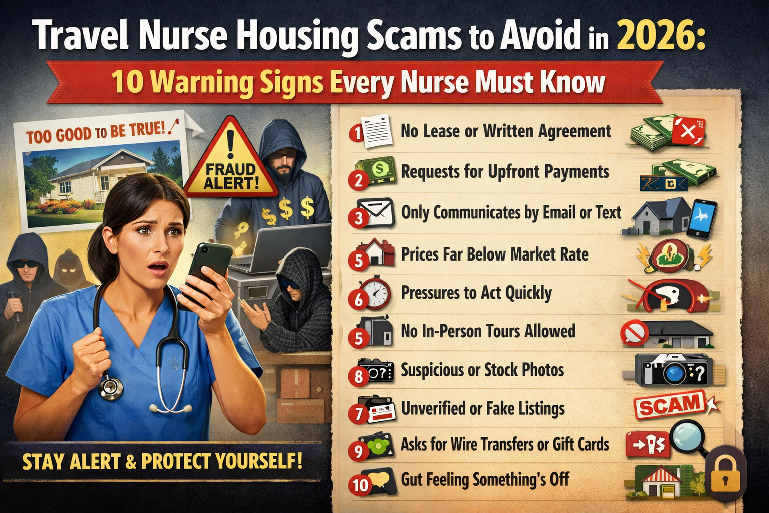 Protect Travel Nurse Housing Scams to Avoid in 2026: 10 Warning Signs Every Nurse Must Know.