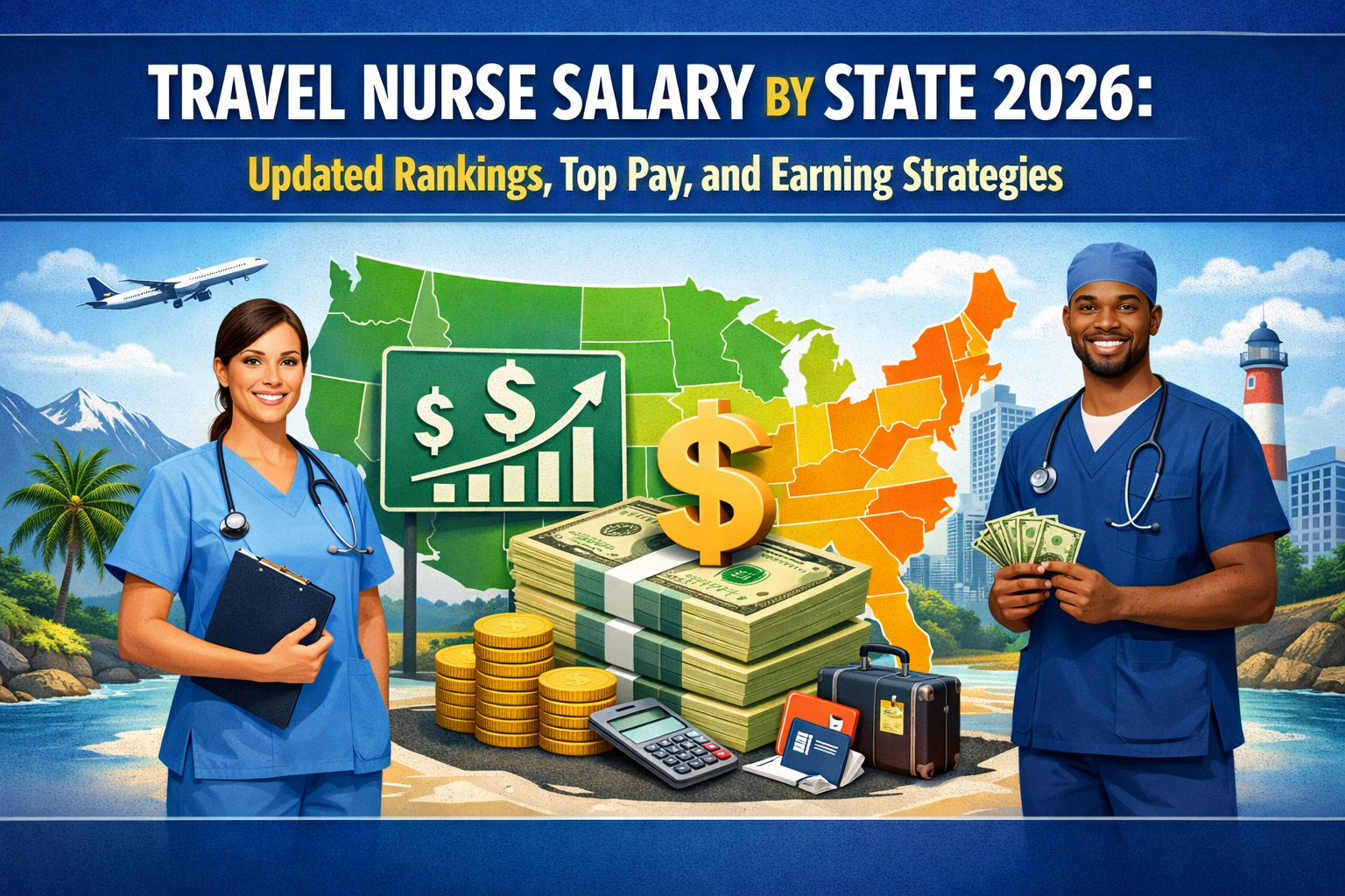Explore Travel Nurse Salary by State 2026: Updated Rankings, Top Pay, and Earning Strategies.