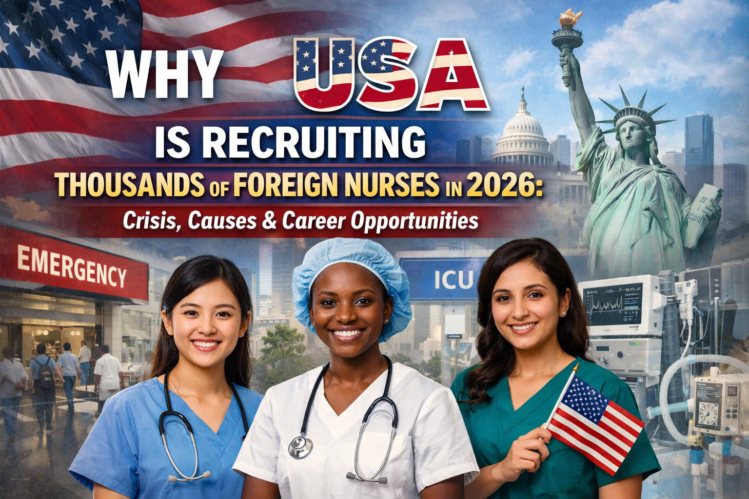 Discover Why USA Is Recruiting Thousands of Foreign Nurses in 2026: Crisis, Causes & Career Opportunities.