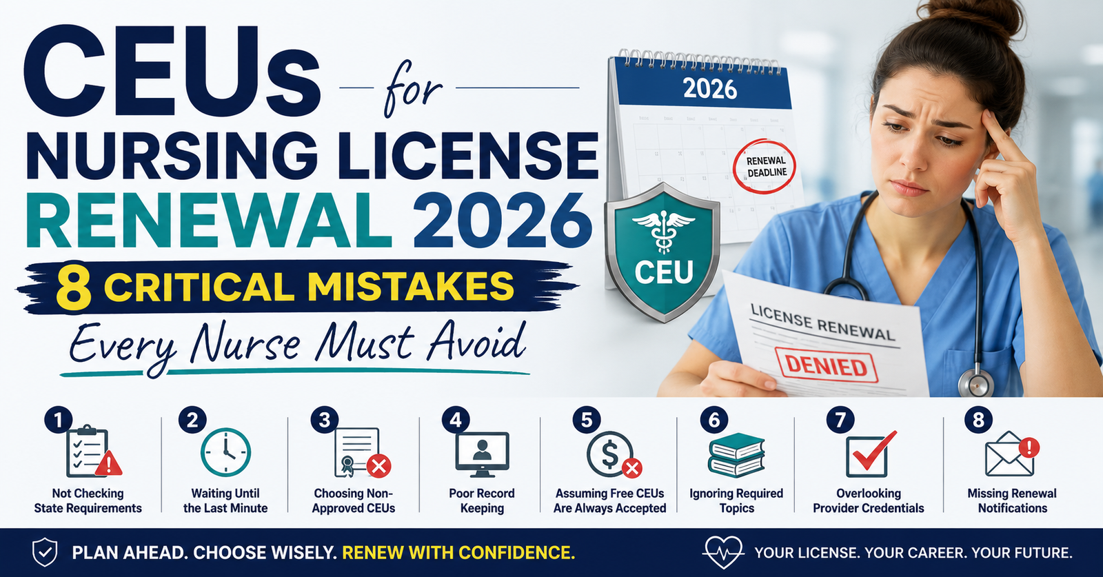 Avoid steeply priced CEUs for Nursing License Renewal 2026: 8 Critical Mistakes Every Nurse Must Avoid.  