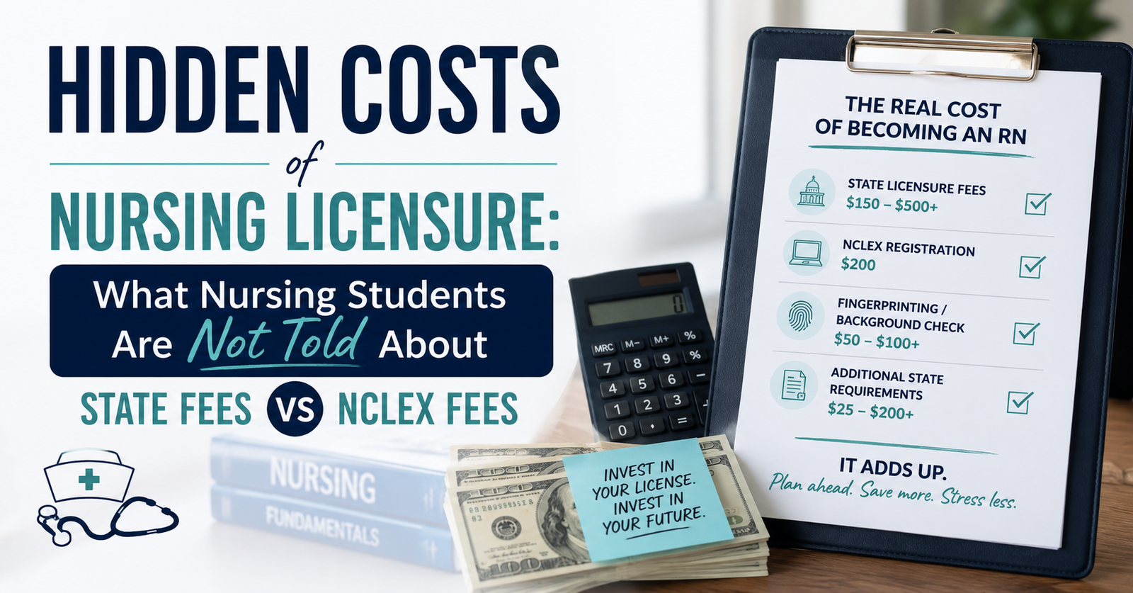 Discover the Hidden Costs of Nursing Licensure: What Nursing Students Are Not Told About State Fees vs NCLEX Fees.