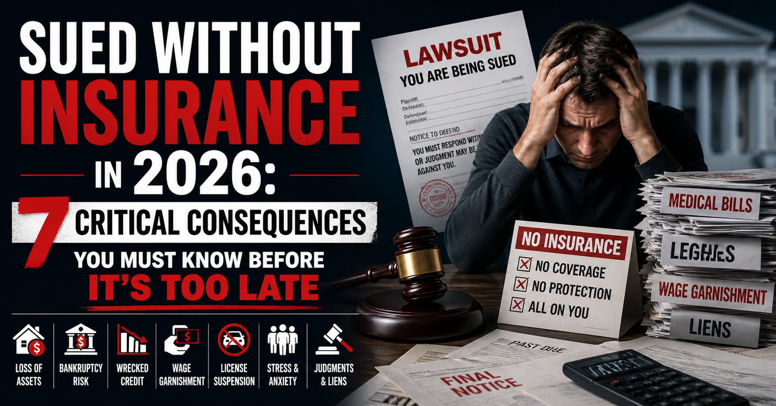 Discover Sued Without Insurance in 2026: 7 Critical Consequences You Must Know Before It's Too Late.