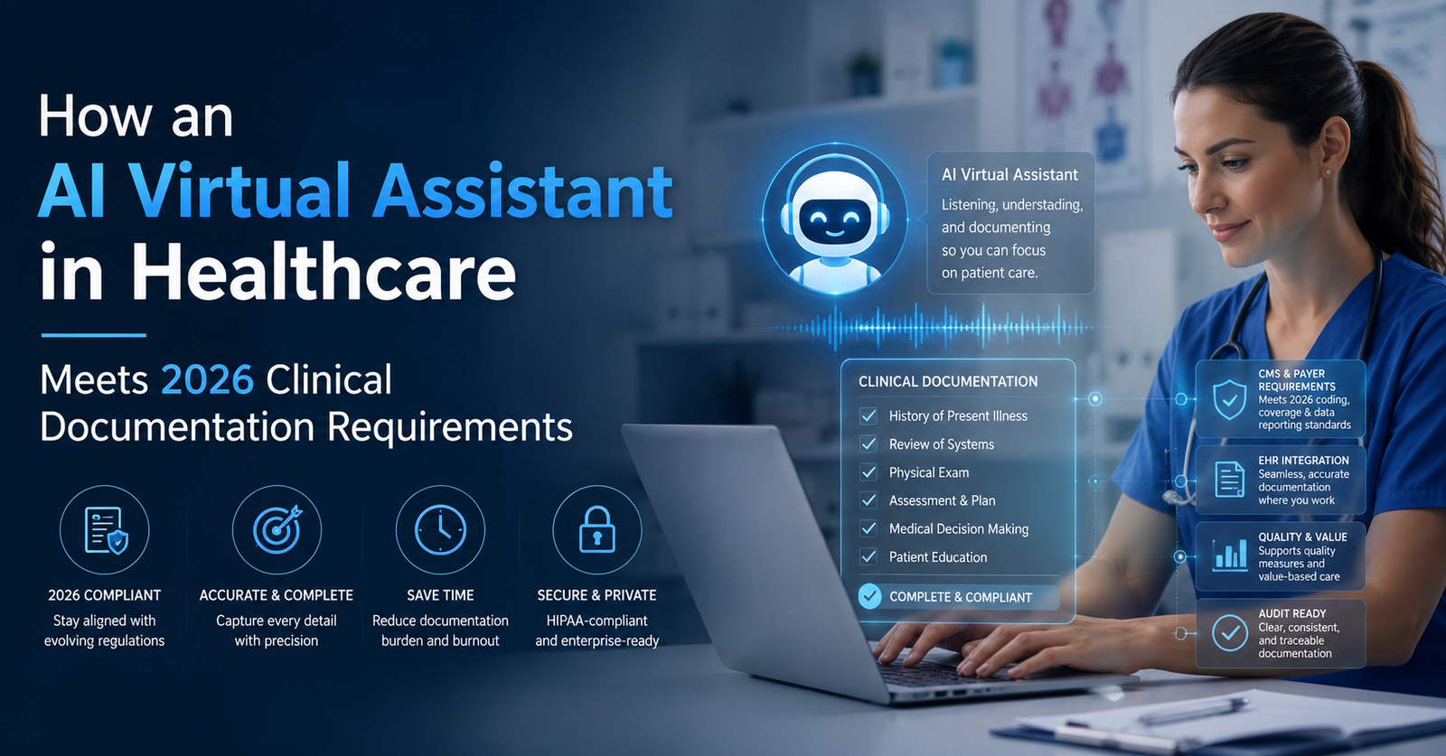 Discover How an AI Virtual Assistant in Healthcare Meets 2026 Clinical Documentation Requirements.