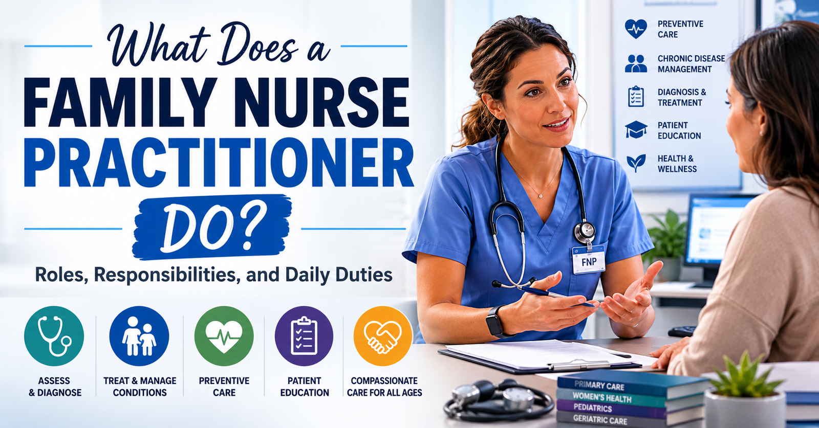 Wondering What Does a Family Nurse Practitioner Do? Roles, Responsibilities, and Daily Duties.