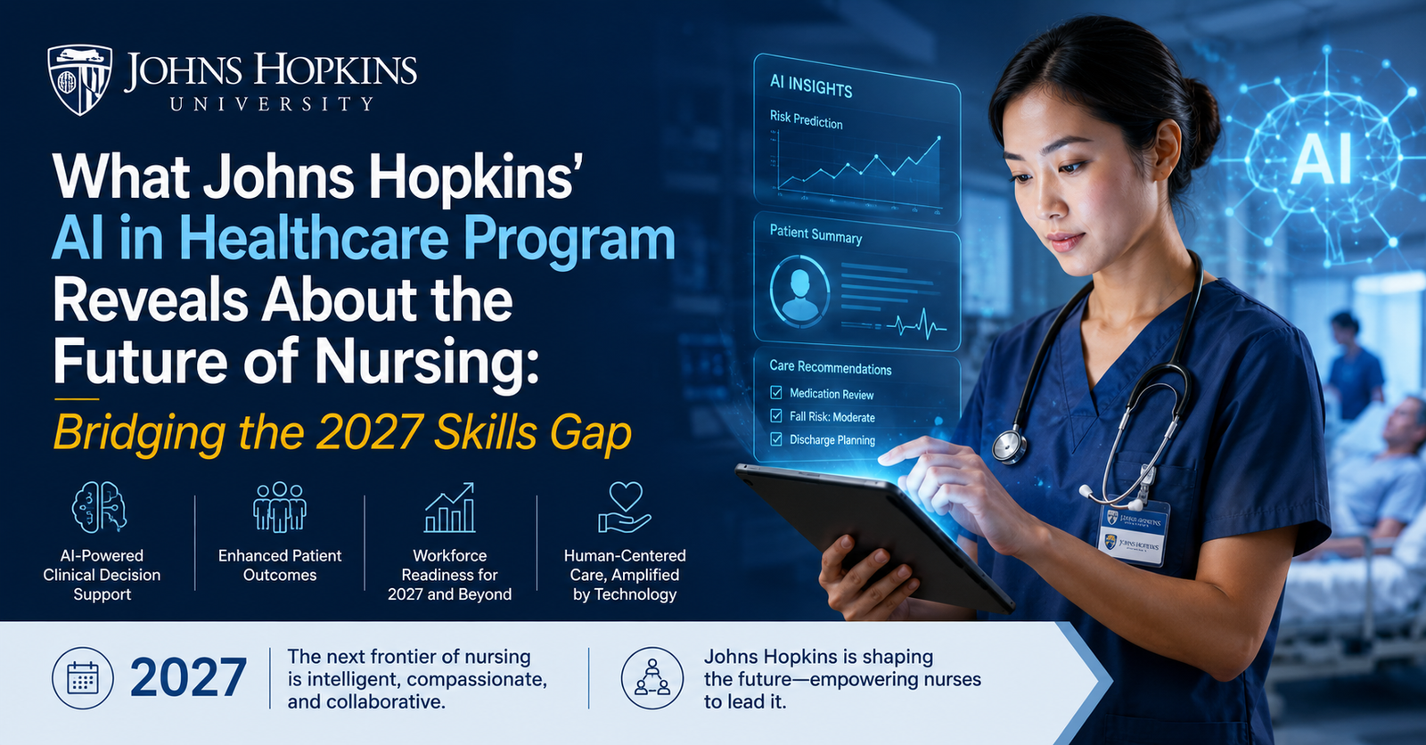 Explore Bridging the 2027 Skills Gap: What Johns Hopkins' AI in Healthcare Program Reveals About the Future of Nursing.
