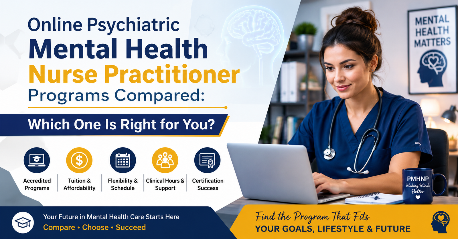Compare the satisfactory Online Psychiatric Mental Health Nurse Practitioner Programs Compared: Which One Is Right for You?