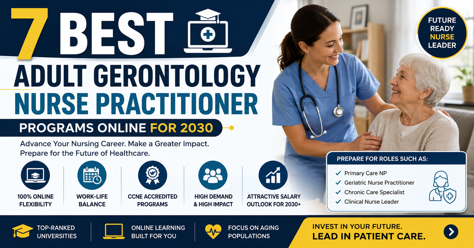Discover 7 Best Adult Gerontology Nurse Practitioner Programs Online for 2030.