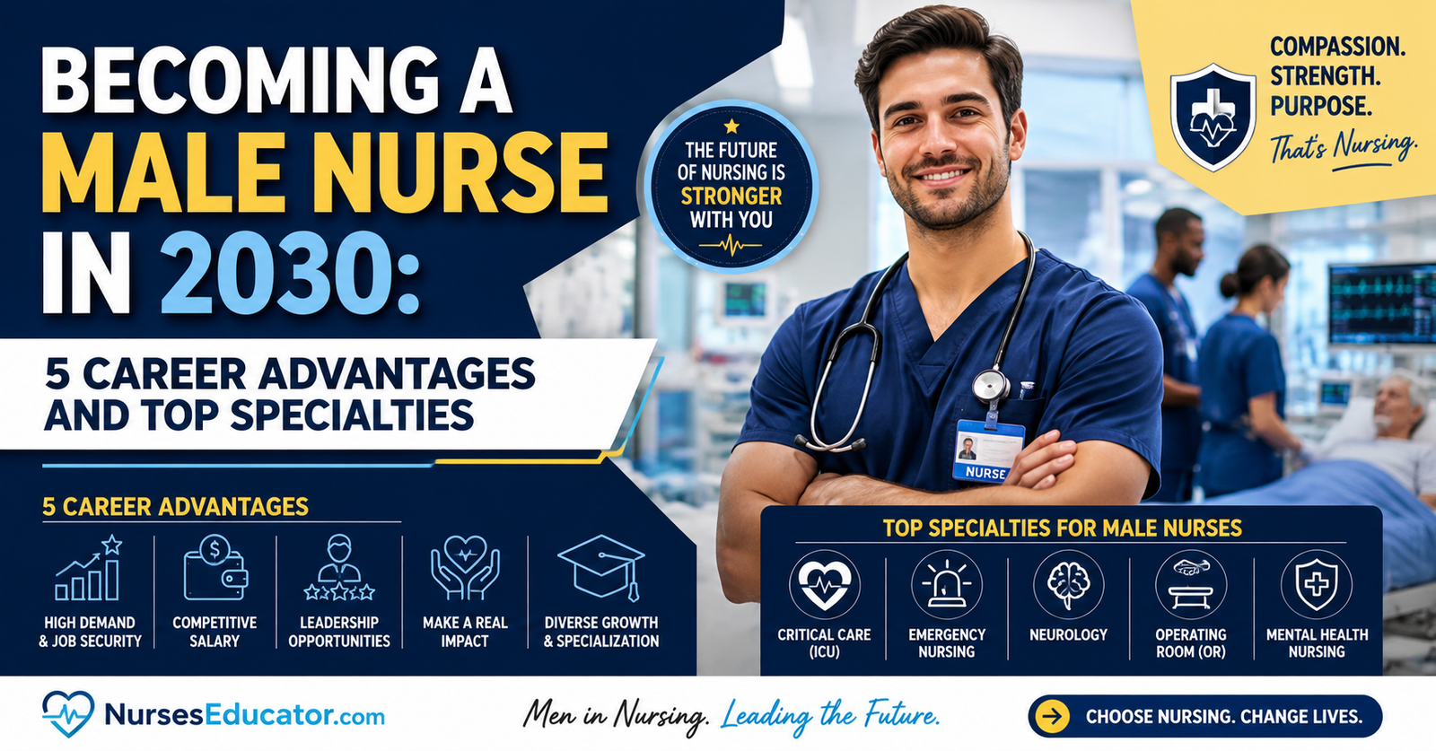 Thinking Becoming a Male Nurse in 2030: 5 Career Advantages and Top Specialties.