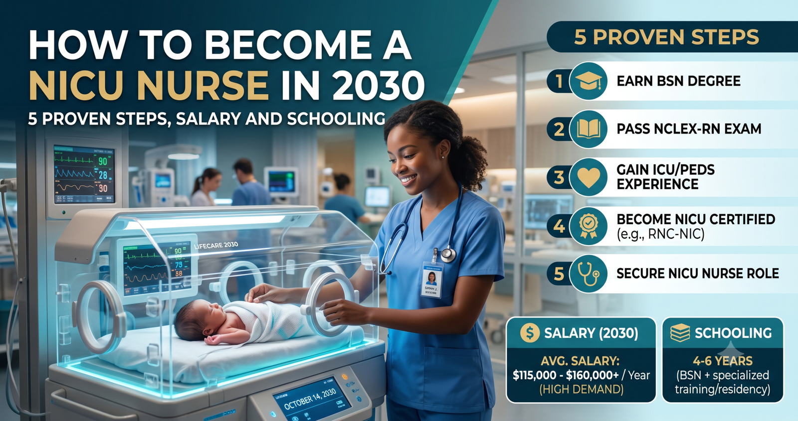 Learn How to Become a NICU Nurse in 2030: 5 Proven Steps, Salary and Schooling.