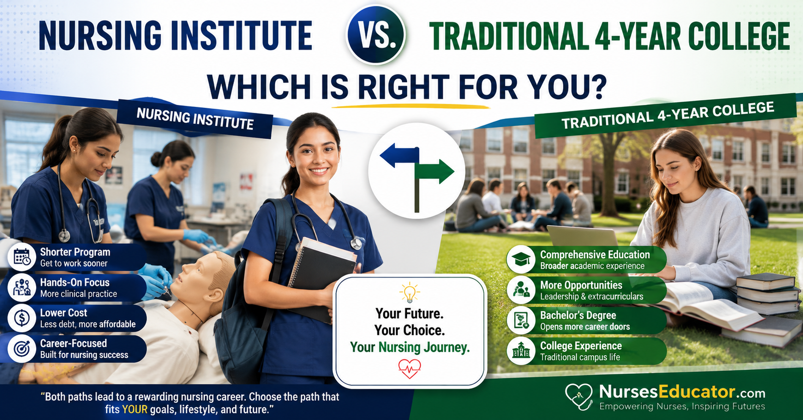 Compare a Nursing Institute vs Traditional 4-Year College: Which Is Right for You?